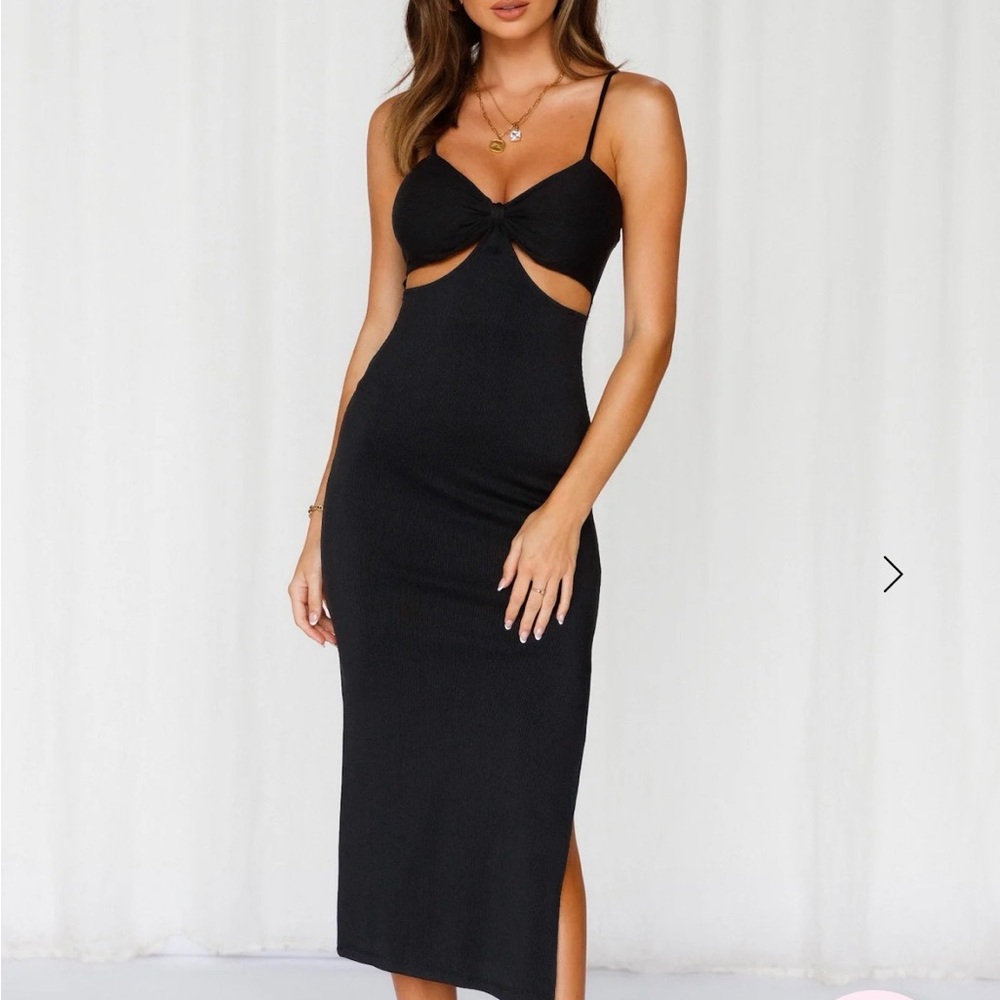 Hello Molly Black Cut-Out Midi Dress